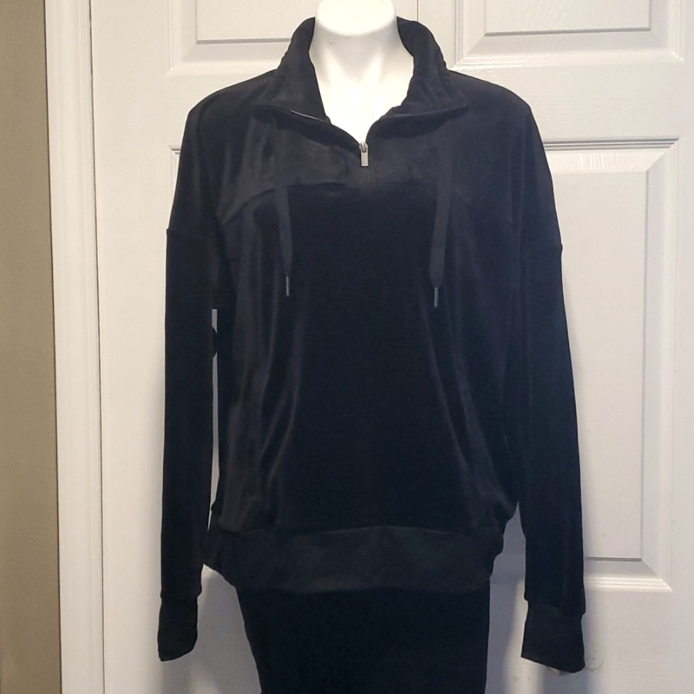 C9 by Champion Velour Half Zip Women's Black Pullover Sweater - Size XL
